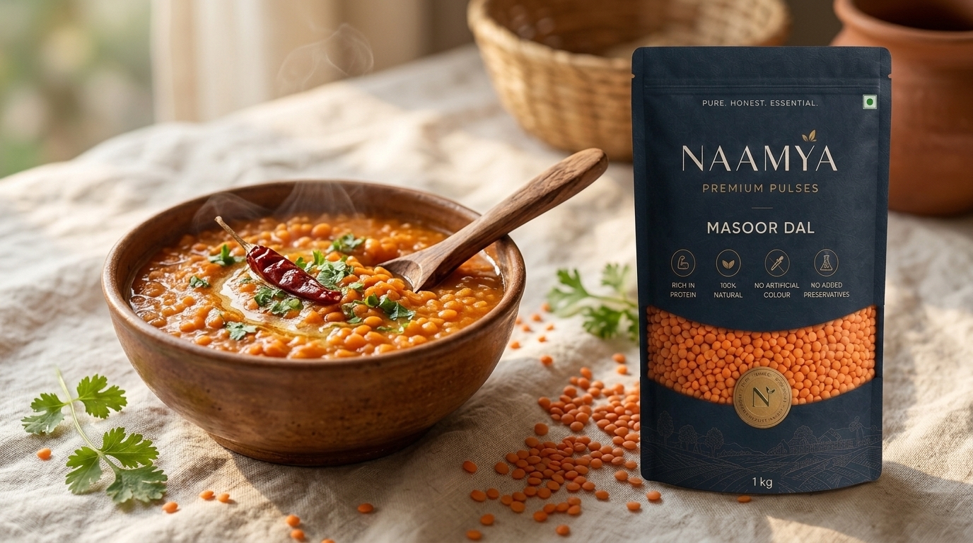 Masoor Dal cooked and served
