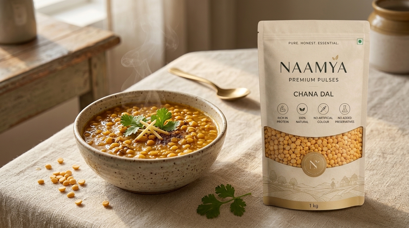 Chana Dal cooked and served